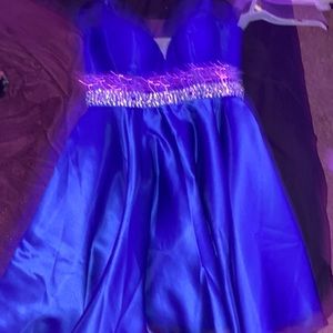 bridal shop homecoming blue dress, lace back